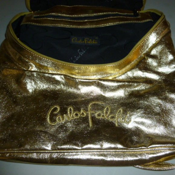 Carlos Falchi Gold Metallic Backpack Bag - Picture 4 of 12